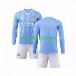 Equipación completa Niño Manchester City Camiseta de local 2023-2024 Manga Larga