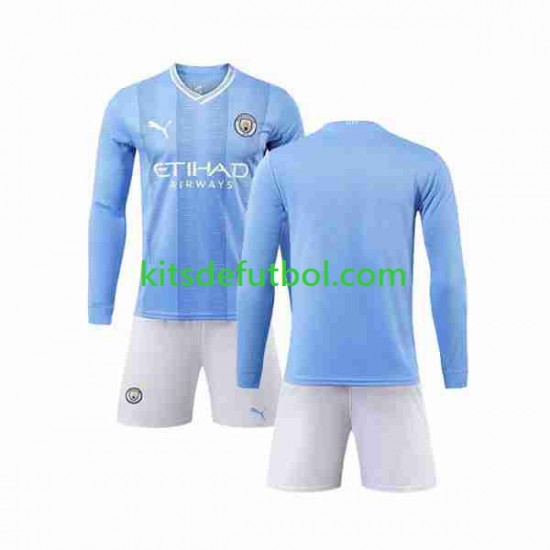 Equipación completa Niño Manchester City Camiseta de local 2023-2024 Manga Larga