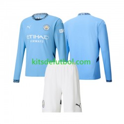 Equipación completa Niño Manchester City Camiseta de local 2024-2025 Manga Larga