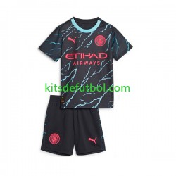 Equipación completa Niño Manchester City Camiseta alternativa 2023-2024 Manga Corta
