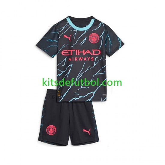 Equipación completa Niño Manchester City Camiseta alternativa 2023-2024 Manga Corta
