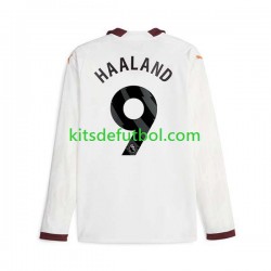 Manchester City Erling Haaland 9 Hombre Camiseta de visitante 2023-2024 Manga Larga