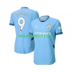 Manchester City Erling Haaland 9 Hombre Camiseta Azul de local 2024-2025 Manga Corta