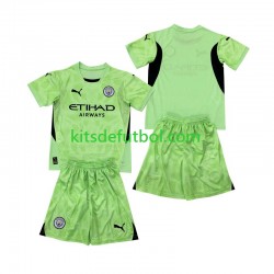 Equipación completa Niño Manchester City Portero 2 Camiseta Cuarta 2024-2025 Manga Corta