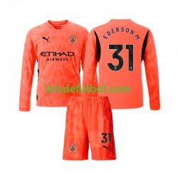 Equipación completa Niño Manchester City Portero Ederson Moraes 31 Camiseta de visitante 2024-2025 Manga Larga