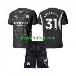 Equipación completa Niño Manchester City Portero Ederson Moraes 31 Camiseta Cuarta 2024-2025 Manga Corta