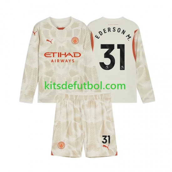 Equipación completa Niño Manchester City Portero Ederson Moraes 31 Camiseta alternativa 2024-2025 Manga Larga