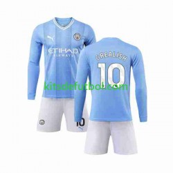 Equipación completa Niño Manchester City Grealish 10 Camiseta de local 2023-2024 Manga Larga