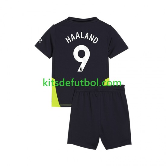 Equipación completa Niño Manchester City Haaland 9 Camiseta de visitante 2024-2025 Manga Corta