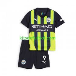 Equipación completa Niño Manchester City Haaland 9 Camiseta de visitante 2024-2025 Manga Corta