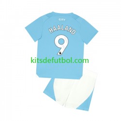 Equipación completa Niño Manchester City Haaland 9 Camiseta de local 2023-2024 Manga Corta