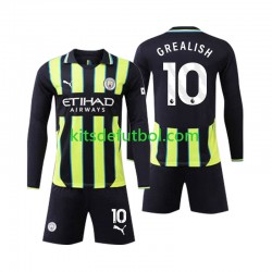 Equipación completa Niño Manchester City Jack Grealish 10 Camiseta de visitante 2024-2025 Manga Larga