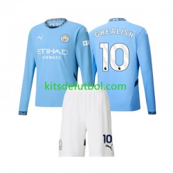 Equipación completa Niño Manchester City Jack Grealish 10 Camiseta de local 2024-2025 Manga Larga