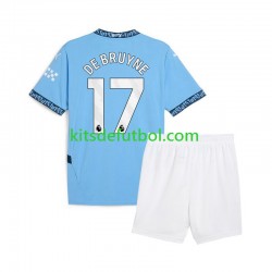 Equipación completa Niño Manchester City Kevin De Bruyne 17 Camiseta Azul de local 2024-2025 Manga Corta