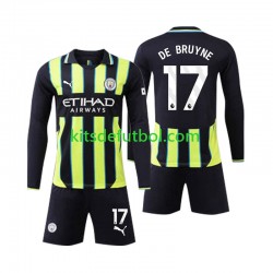 Equipación completa Niño Manchester City Kevin De Bruyne 17 Camiseta de visitante 2024-2025 Manga Larga