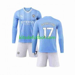 Equipación completa Niño Manchester City Kevin De Bruyne 17 Camiseta de local 2023-2024 Manga Larga