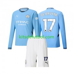 Equipación completa Niño Manchester City Kevin De Bruyne 17 Camiseta de local 2024-2025 Manga Larga