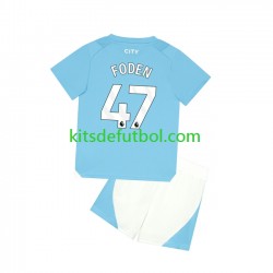 Equipación completa Niño Manchester City Phil Foden 47 Camiseta de local 2023-2024 Manga Corta