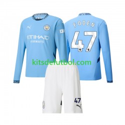 Equipación completa Niño Manchester City Phil Foden 47 Camiseta de local 2024-2025 Manga Larga