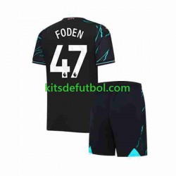 Equipación completa Niño Manchester City Phil Foden 47 Camiseta alternativa 2023-2024 Manga Corta