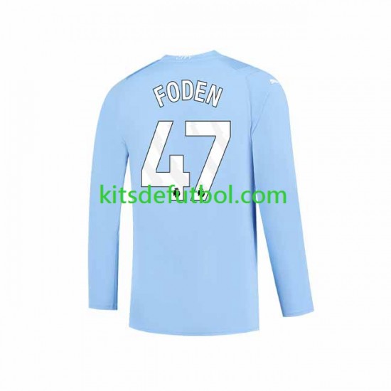 Manchester City Phil Foden 47 Hombre Camiseta de local 2023-2024 Manga Larga