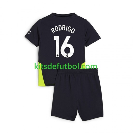 Equipación completa Niño Manchester City RODRIGO 16 Camiseta de visitante 2024-2025 Manga Corta