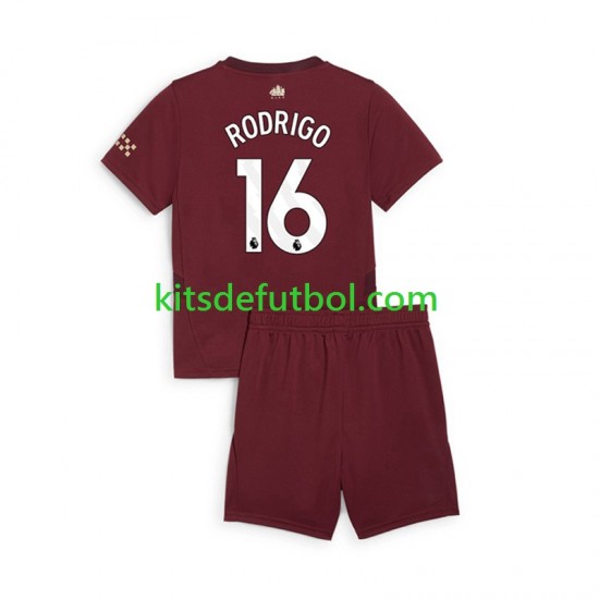 Equipación completa Niño Manchester City RODRIGO 16 Camiseta alternativa 2024-2025 Manga Corta