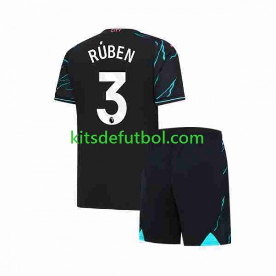 Equipación completa Niño Manchester City Ruben 3 Camiseta alternativa 2023-2024 Manga Corta