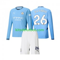 Equipación completa Niño Manchester City Savinho 26 Camiseta de local 2024-2025 Manga Larga