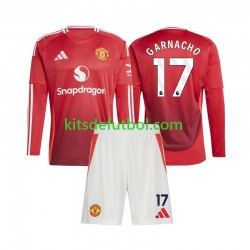 Equipación completa Niño Manchester United Alejandro Garnacho 17 Camiseta de local 2024-2025 Manga Larga