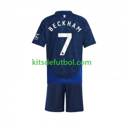 Equipación completa Niño Manchester United Beckham 7 Camiseta de visitante 2024-2025 Manga Corta
