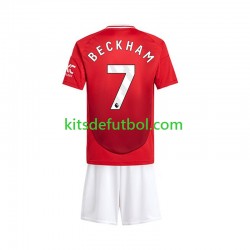 Equipación completa Niño Manchester United Beckham 7 Camiseta de local 2024-2025 Manga Corta