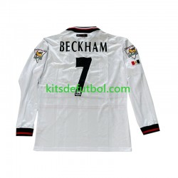 Manchester United Beckham 7 Retro 1998-1999 Hombre Camiseta de visitante Manga Larga