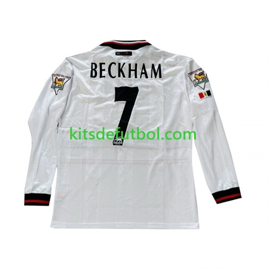 Manchester United Beckham 7 Retro 1998-1999 Hombre Camiseta de visitante Manga Larga
