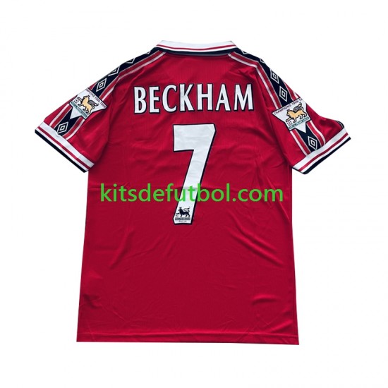 Manchester United Beckham 7 Retro 1998-1999 Hombre Camiseta de local Manga Corta