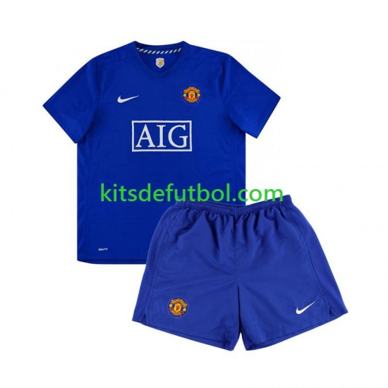 Equipación completa Niño Manchester United Retro 2008 Camiseta de visitante Manga Corta