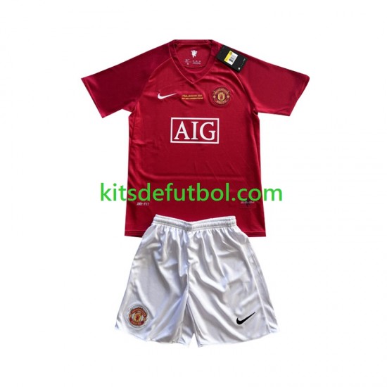 Equipación completa Niño Manchester United Champion League 2007 Camiseta de local Manga Corta