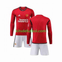 Equipación completa Niño Manchester United Camiseta de local 2023-2024 Manga Larga