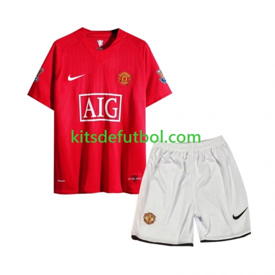 Equipación completa Niño Manchester United Retro 2007 Camiseta de local Manga Corta