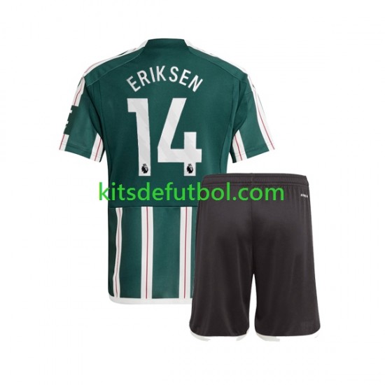 Equipación completa Niño Manchester United Christian Eriksen 14 Camiseta de visitante 2023-2024 Manga Corta