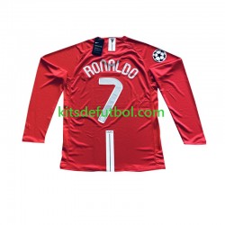 Manchester United Cristiano Ronaldo 7 Champion League Retro 2007 Hombre Camiseta de local Manga Larga