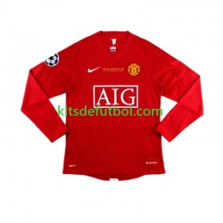Manchester United Cristiano Ronaldo 7 Champion League Retro 2007 Hombre Camiseta de local Manga Larga