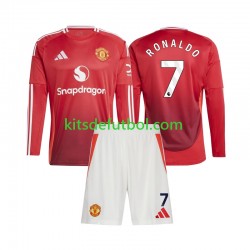 Equipación completa Niño Manchester United Cristiano Ronaldo 7 Camiseta de local 2024-2025 Manga Larga