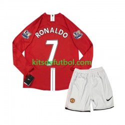 Equipación completa Niño Manchester United Cristiano Ronaldo 7 Retro 2007 Camiseta de local Manga Larga