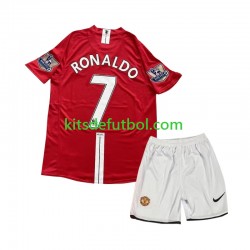 Equipación completa Niño Manchester United Cristiano Ronaldo 7 Retro 2007 Camiseta de local Manga Corta