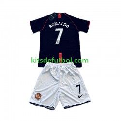 Equipación completa Niño Manchester United Cristiano Ronaldo 7 Retro 2007-2008 Camiseta de visitante Manga Corta