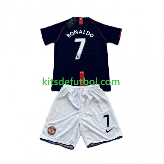 Equipación completa Niño Manchester United Cristiano Ronaldo 7 Retro 2007-2008 Camiseta de visitante Manga Corta