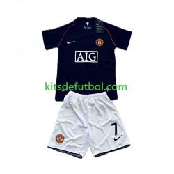 Equipación completa Niño Manchester United Cristiano Ronaldo 7 Retro 2007-2008 Camiseta de visitante Manga Corta