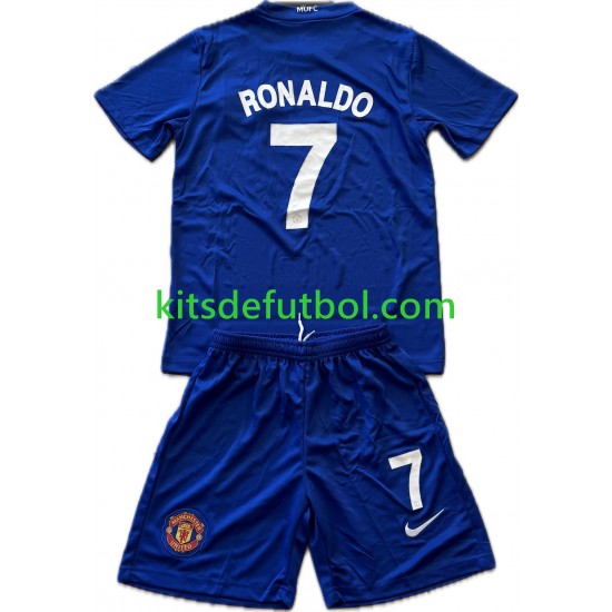 Equipación completa Niño Manchester United Cristiano Ronaldo 7 Retro 2008-2009 Camiseta alternativa Manga Corta
