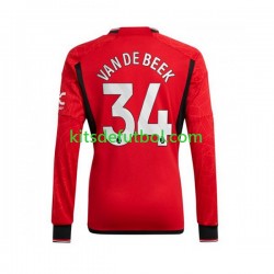 Manchester United Donny van de Beek 34 Hombre Camiseta de local 2023-2024 Manga Larga
